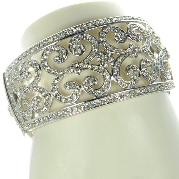 Vintage Kenneth Jay Lane KJL Open Work Crystal Cuff Bracelet